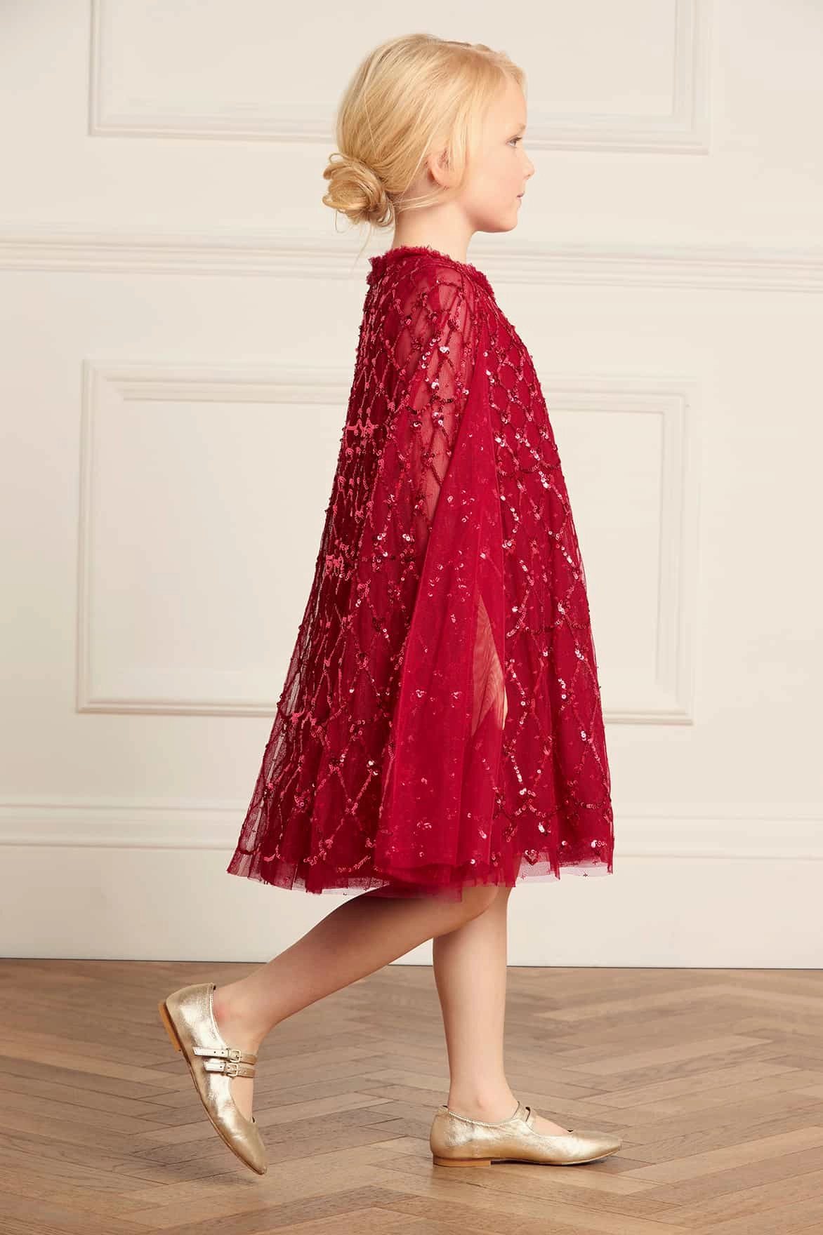 Heart Lattice Cape Kids Dress Anti Pilling Technology FadeResistant Dye