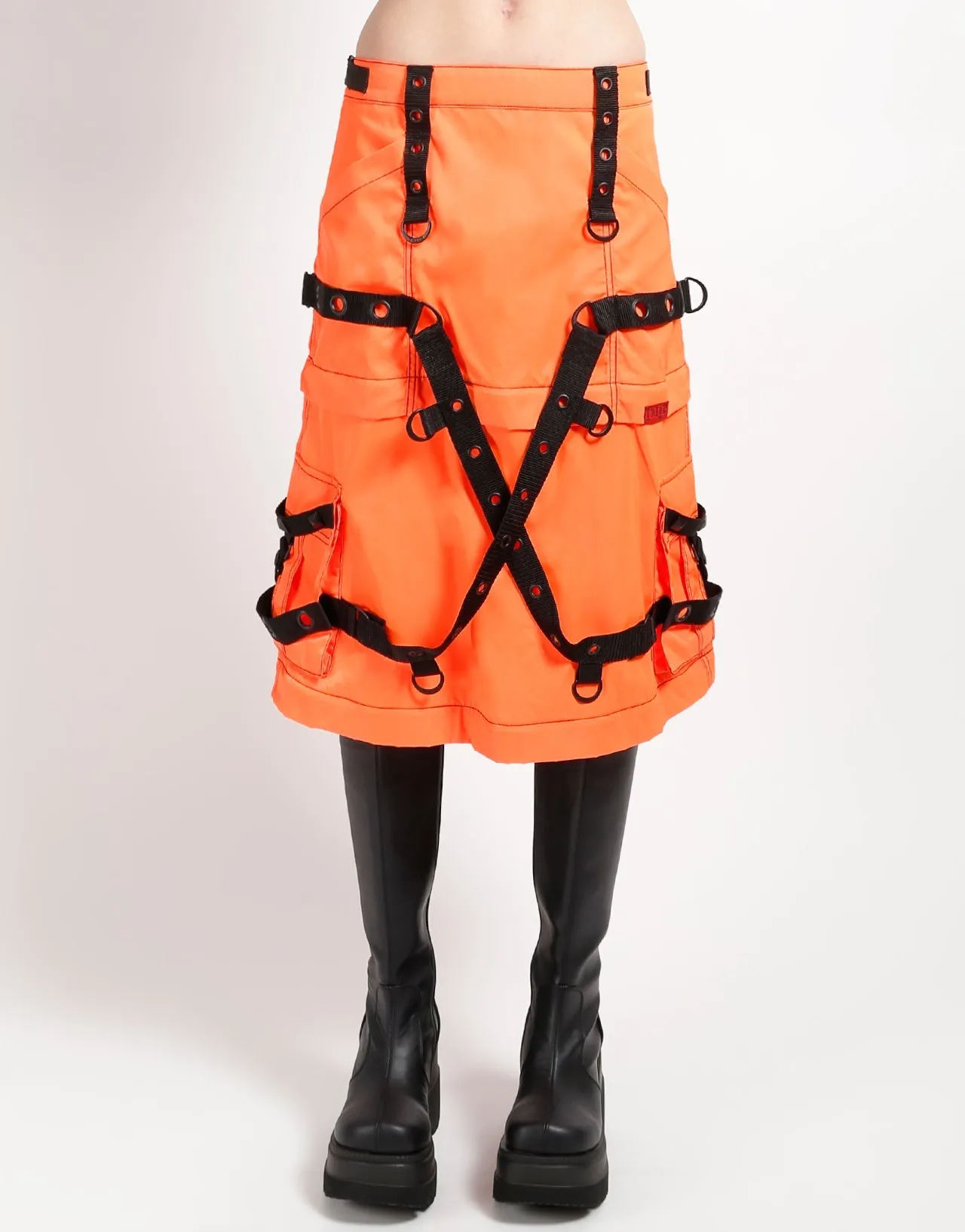 ZIP OFF MEGA NYLON SKIRT NEON ORANGE Hip Friendly Pockets