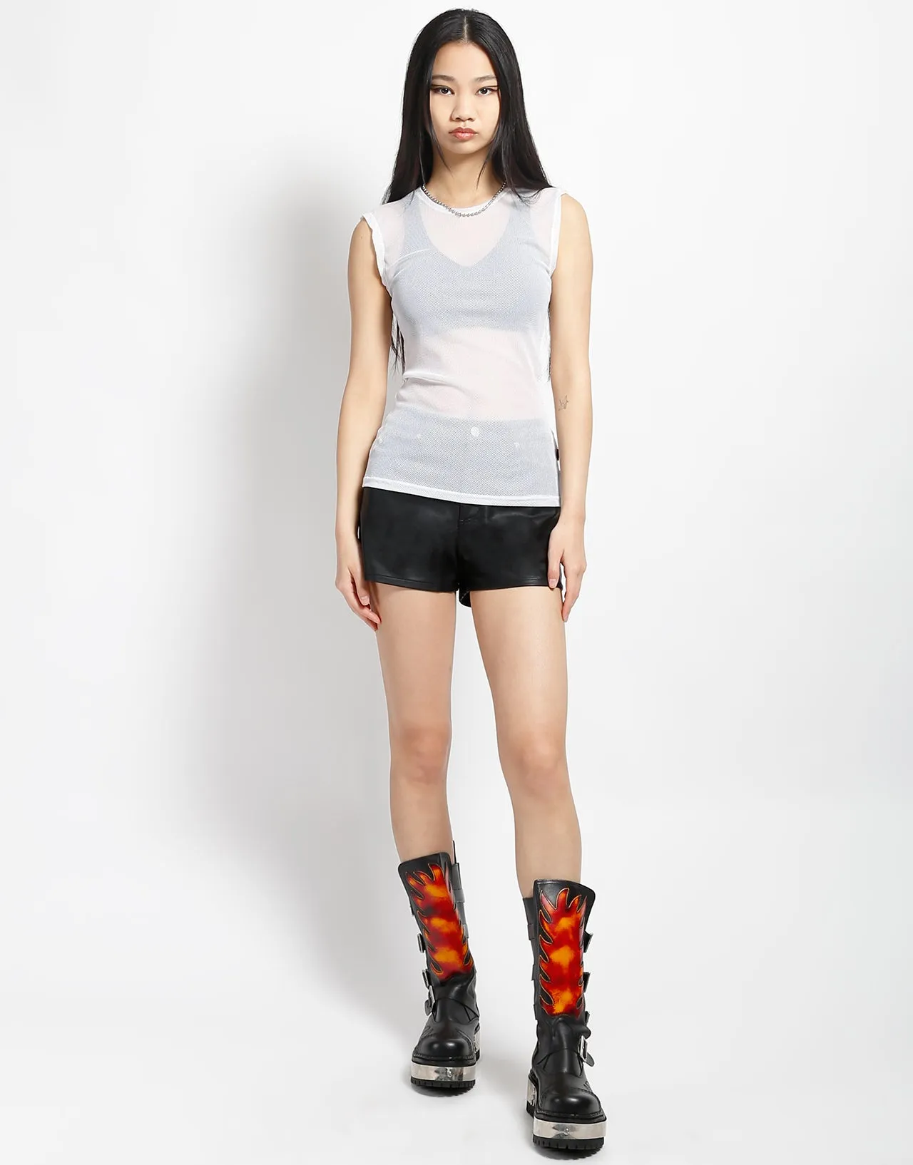 Convertible Style AllPurpose Design MUSCLE TANK FISHNET WHITE