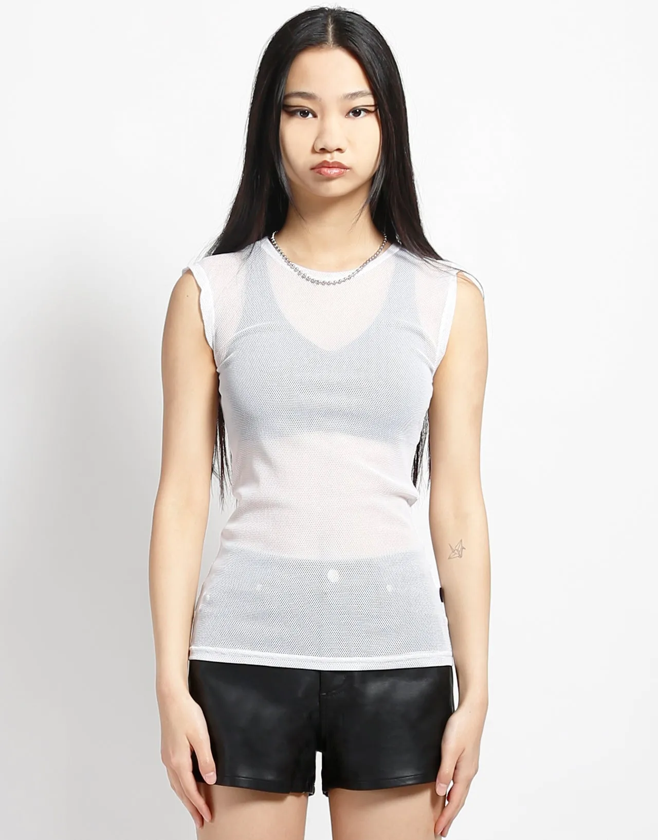 AntiPilling Surface MUSCLE TANK FISHNET WHITE