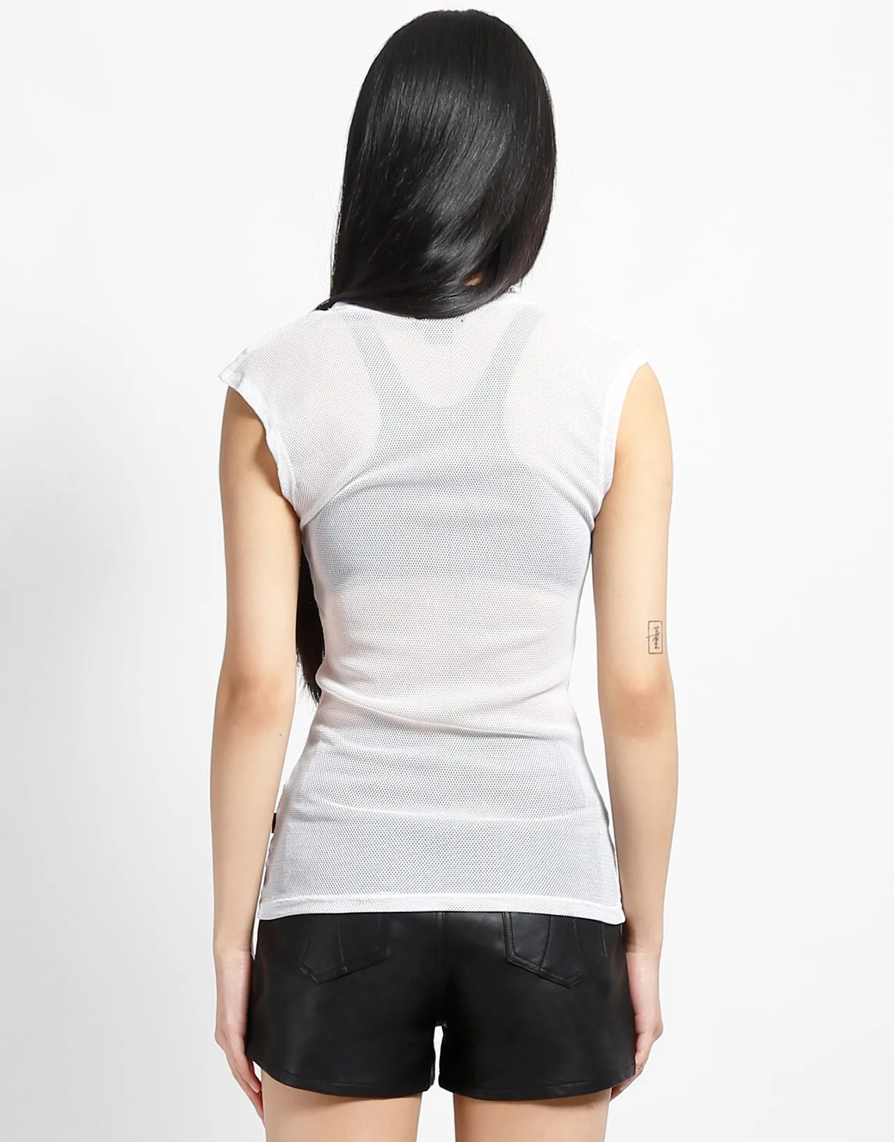 Soft Sweater AllSeason Wearability MUSCLE TANK FISHNET WHITE