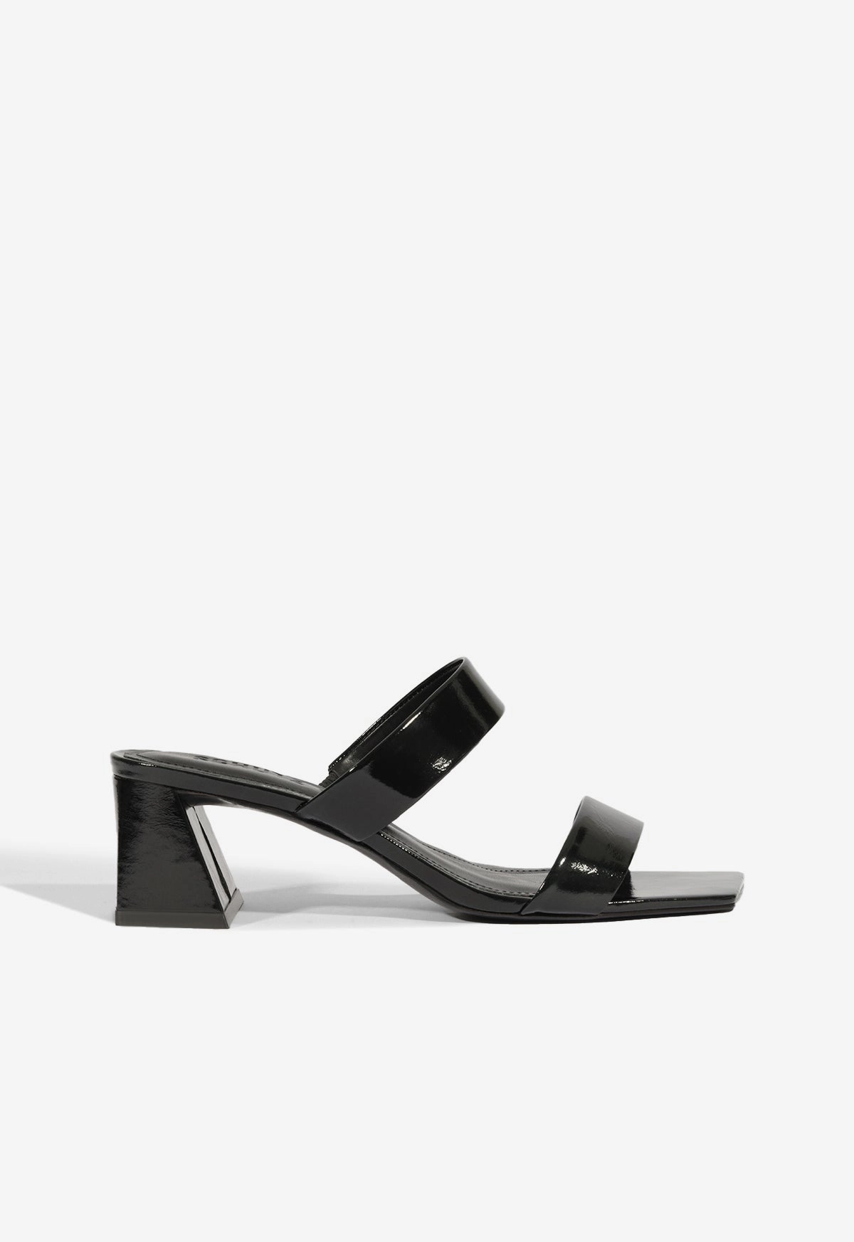 Chantal Mid Patent Sandal Low Heel Knotted Straps