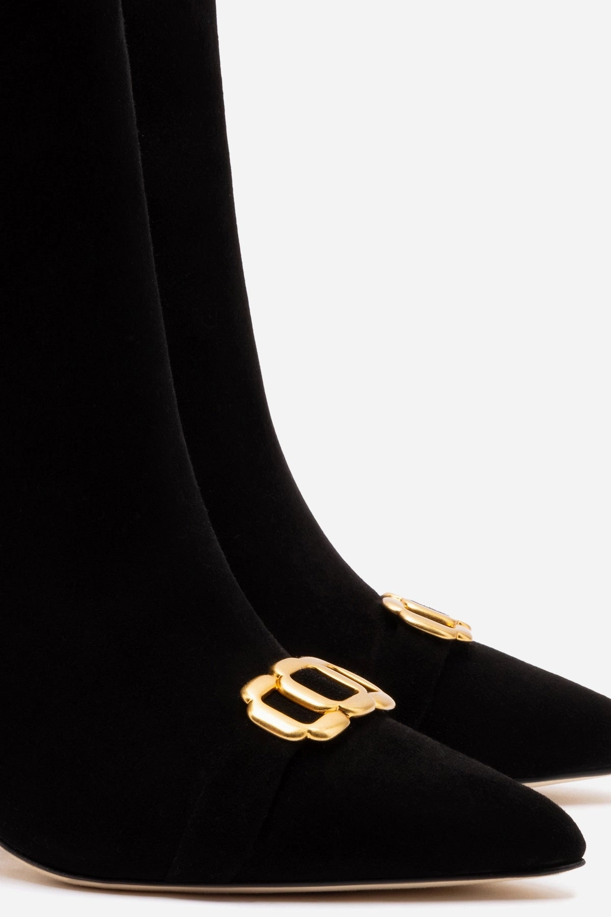 Mini Kate Boot In Black Suede and Daisy Accent Craftsmanship Grab Now