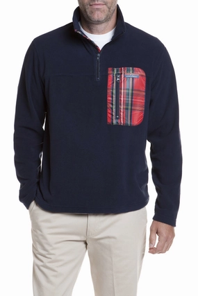 Anti Pilling Fabric Blend Tidal Fleece Quarterzip Pullover Nantucket Navy with Royal Stewart Trim