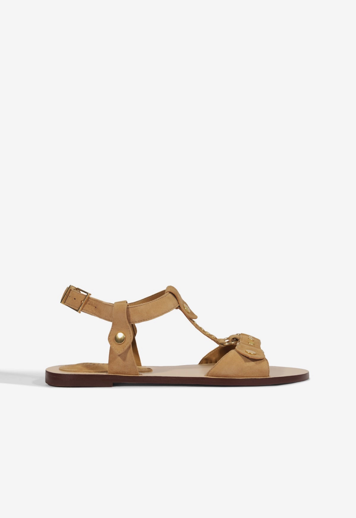 Picnic Easy Metal Edge Stevie Brown Suede Flat Sandal