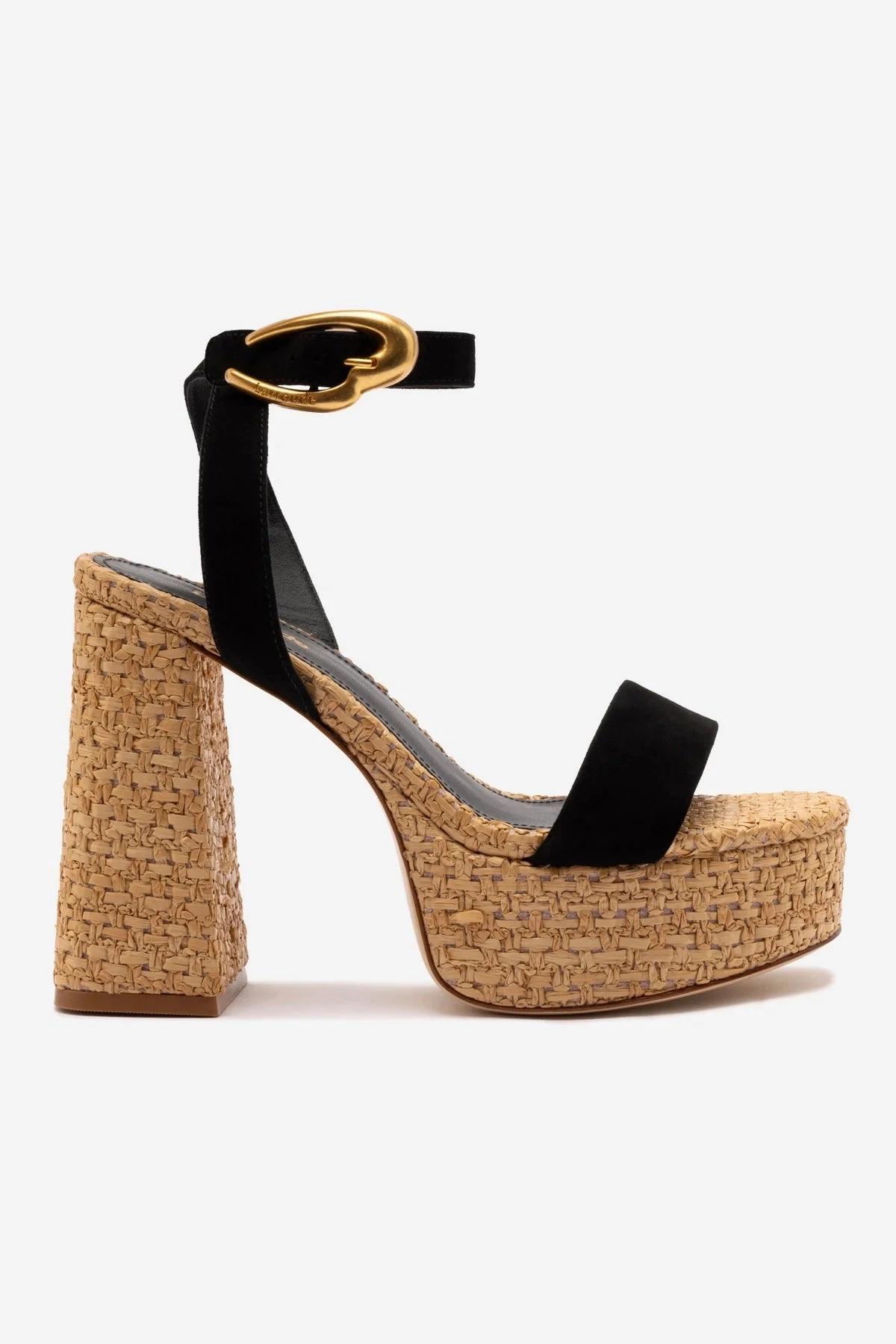 Dolly Verona Sandal In Black Suede and Natural Raffia Non Slip Standing Workers