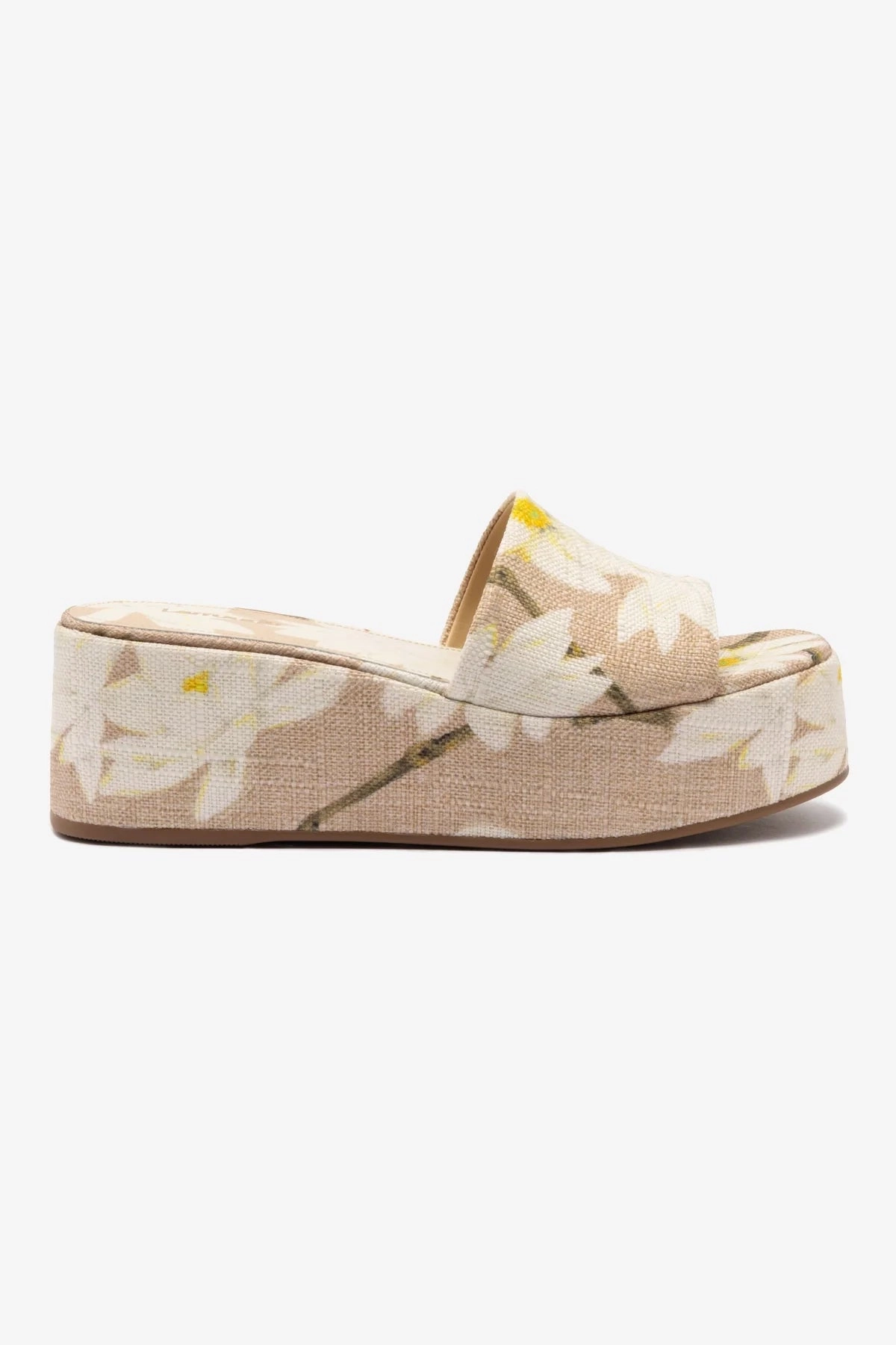Alex Flatform Mule In Beige Printed Raffia Cool Tone Hot Pick