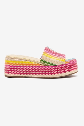 Outfit Key Alex Flatform Mule In Rainbow Raffia