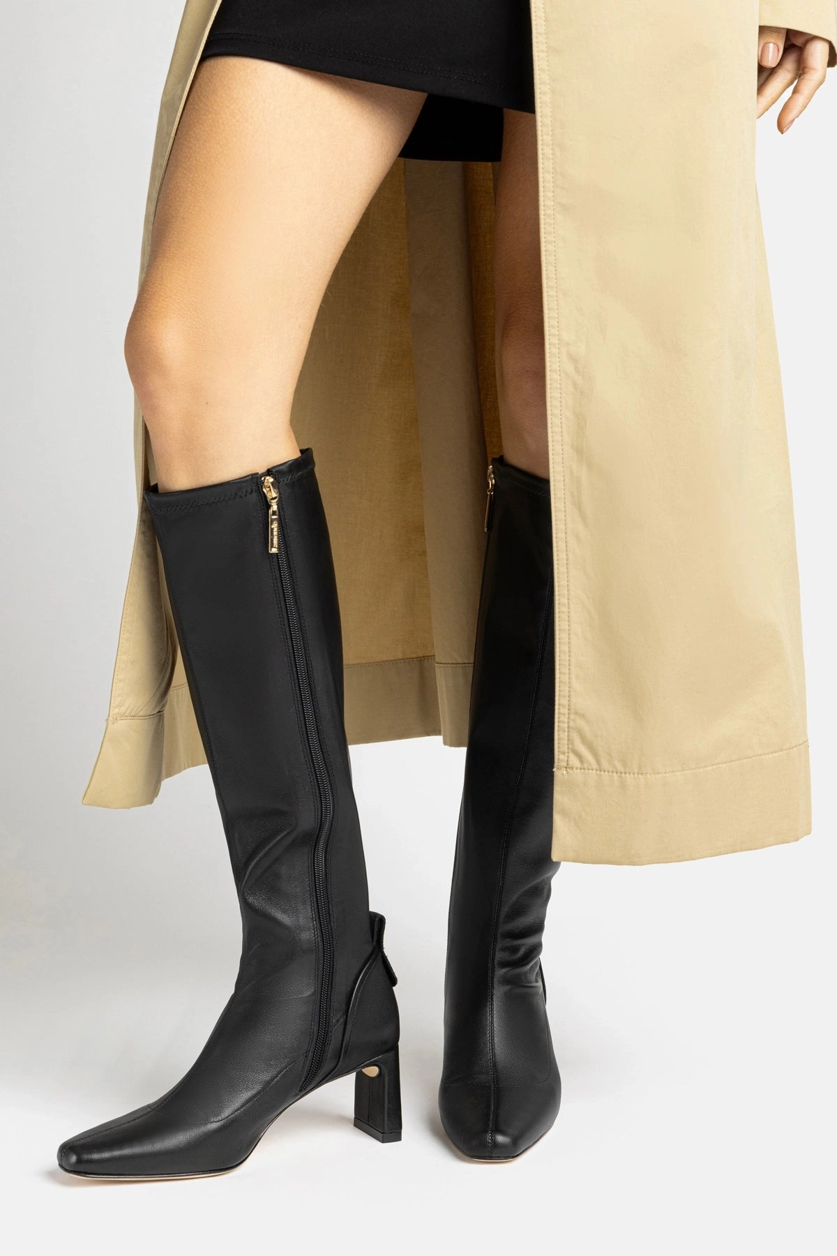 Alexis Hi Boot In Black Stretch Leather Rich Jewel Heat Dissipating Insoles