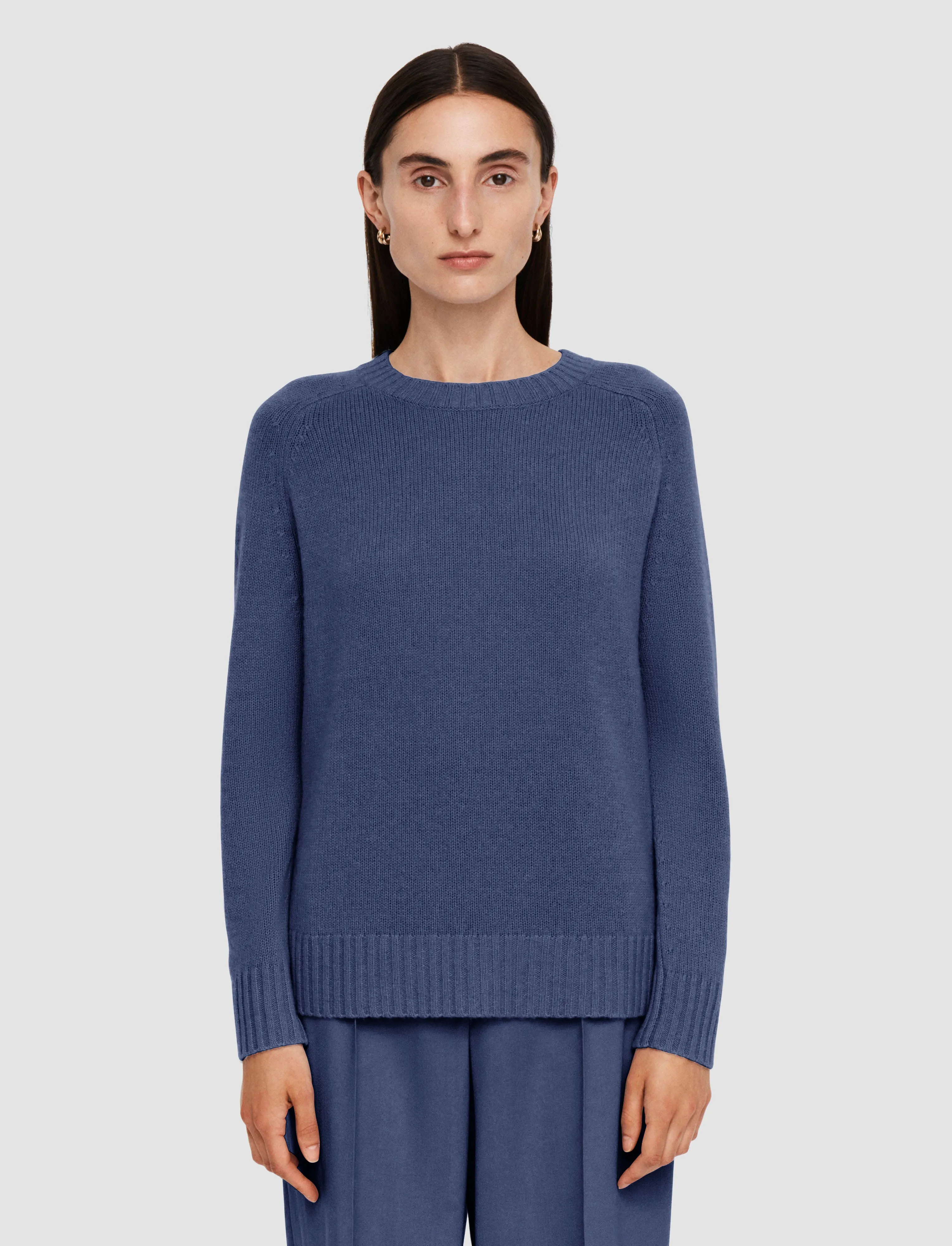 Ribbed collar Open Cashmere Round Neck Jumper