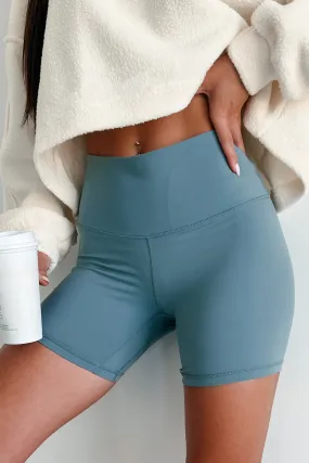 NonSlipInnerGrip Gym Fanatic High Waisted Biker Shorts (Slate Blue)