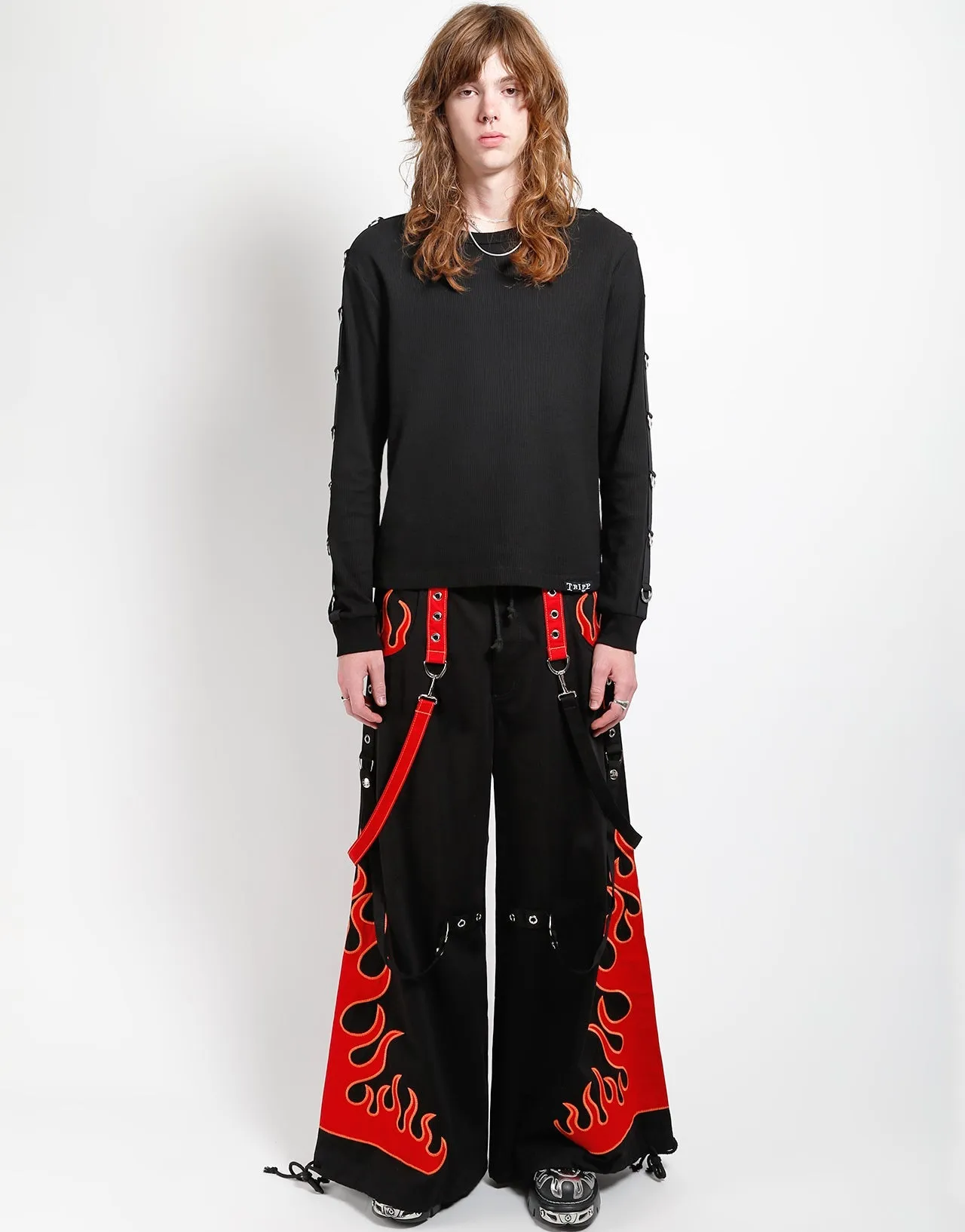 Side zipper FLAME DARK STREET PANT RED