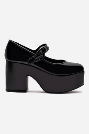 Verona Flatform In Black Box Leather Swim Edge