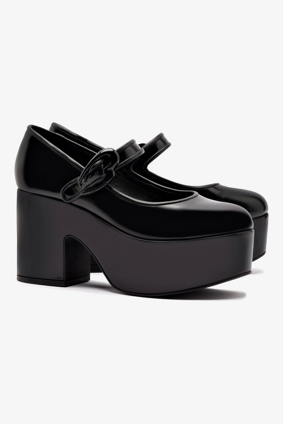 Verona Flatform In Black Box Leather Sky Light