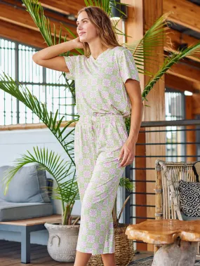 Alli Cropped Pants Pajama Set in Quilted Charm Minimalist Design LongLastingDurability