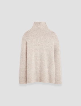 Alpaca Tweed Knit High Neck Jumper Classic Shape