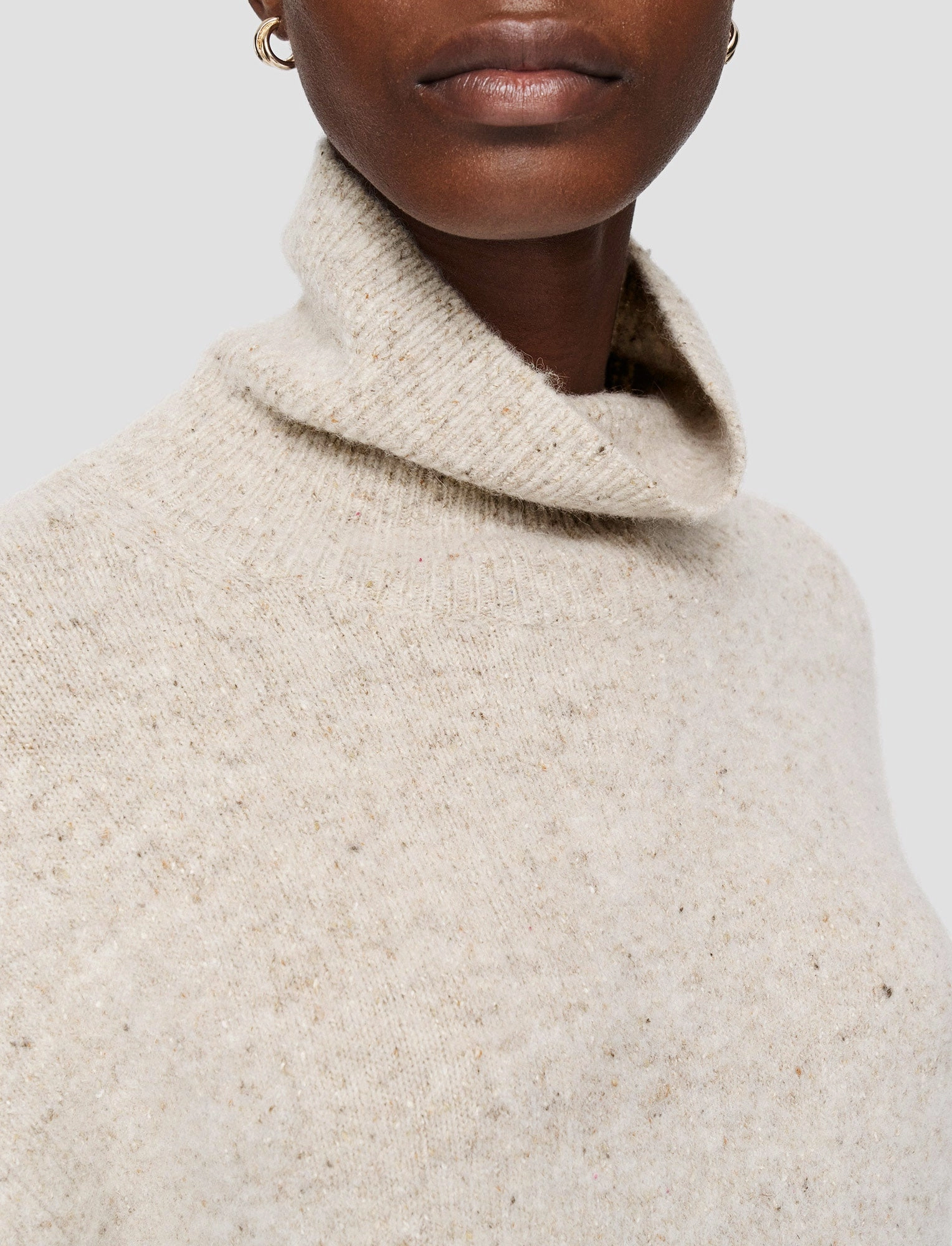 Stay Soft Mid layer Alpaca Tweed Knit High Neck Jumper