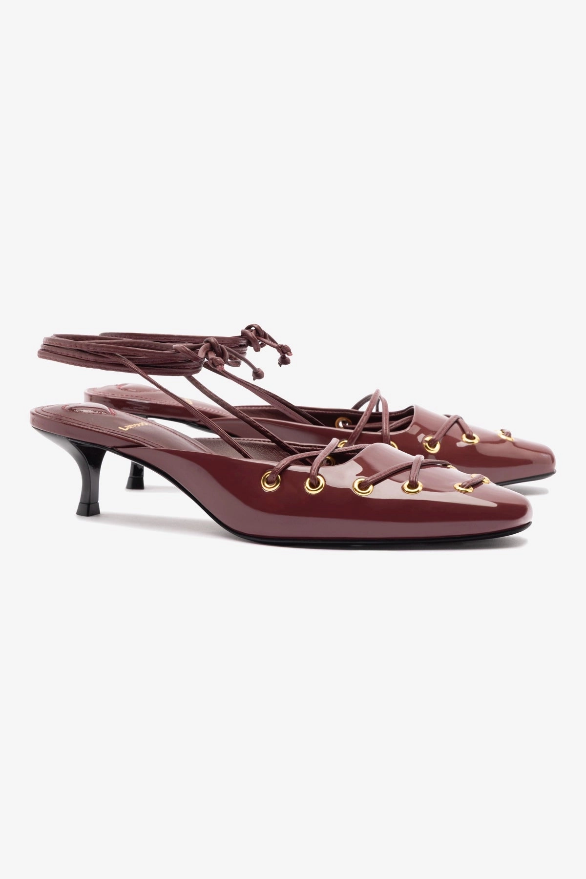 Amal Lace Up Pump In Burgundy Leather Durable Build Airport Travel