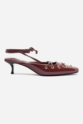 Contoured Footbed Synthetic Amal Lace Up Pump In Burgundy Leather