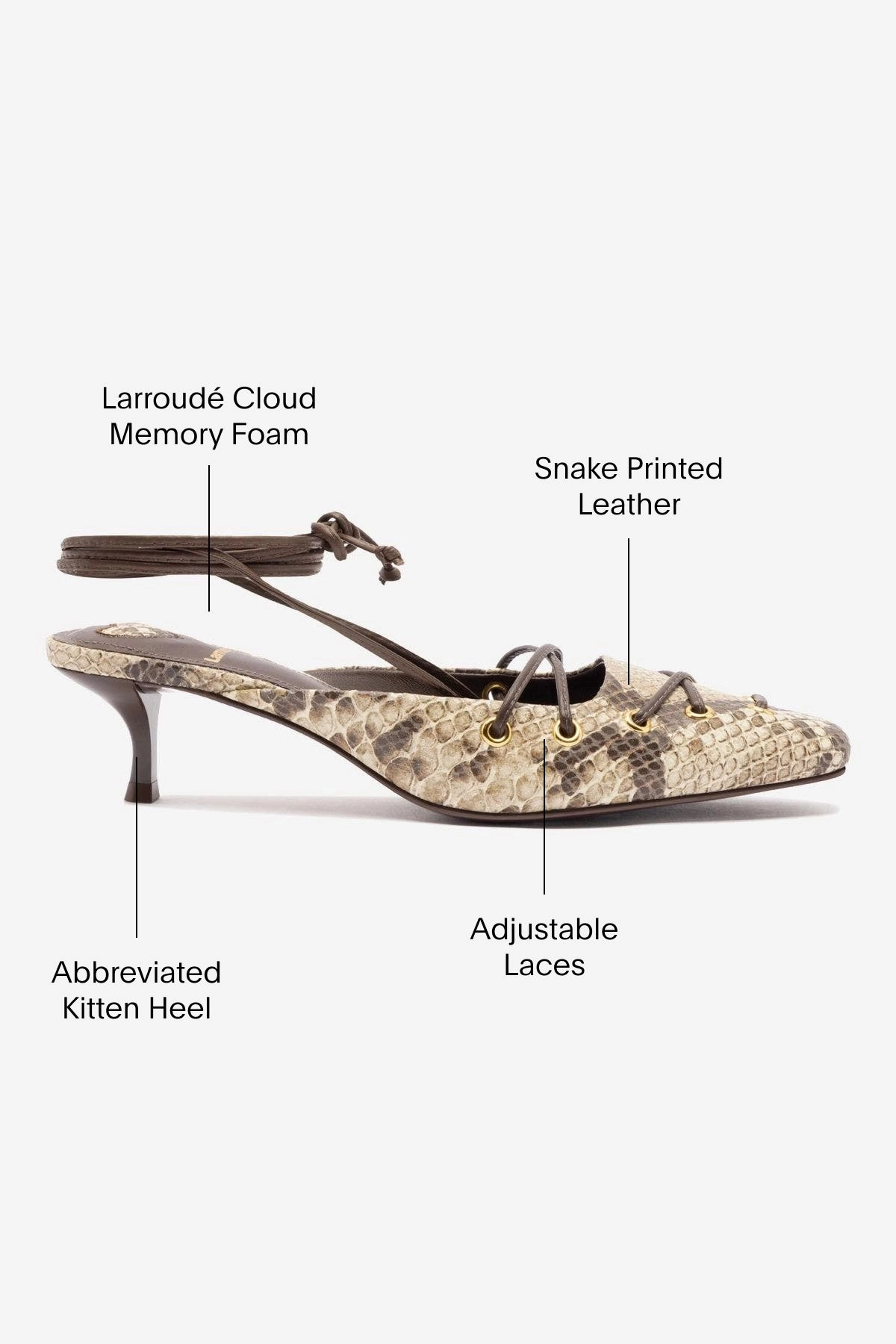 Garden Walk Amal Lace Up Pump In Neutral Printed Snake