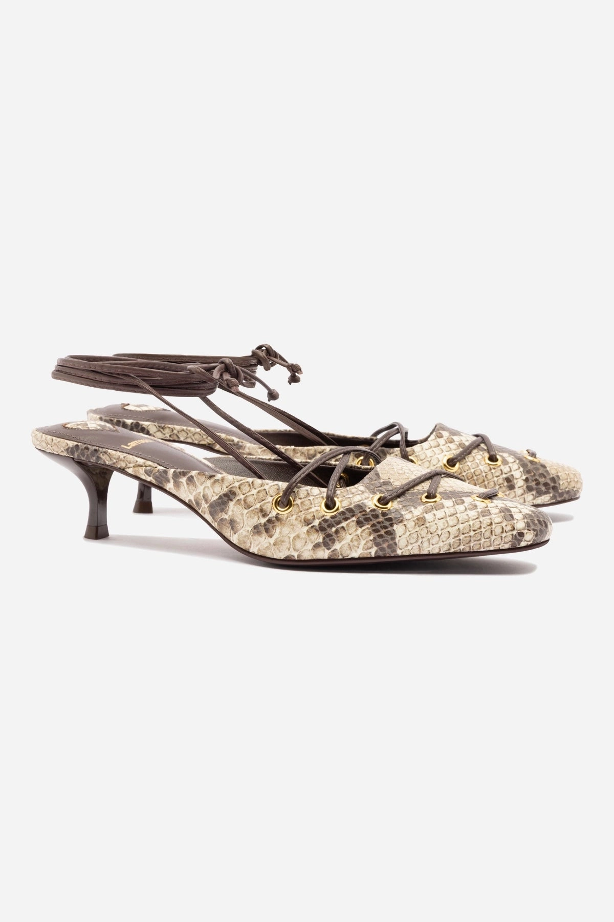 Amal Lace Up Pump In Neutral Printed Snake Molded Insole
