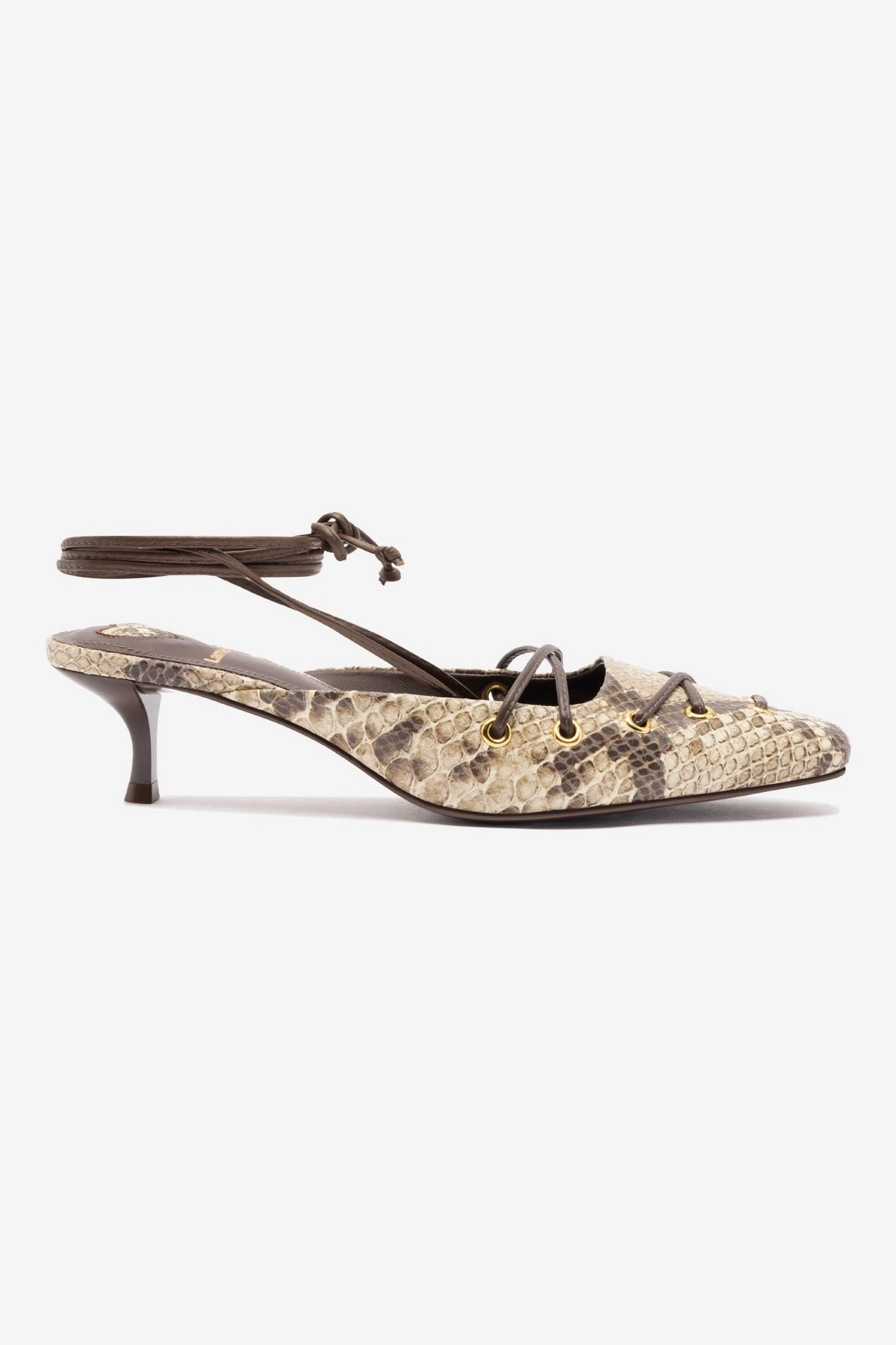 Amal Lace Up Pump In Neutral Printed Snake Work Ready Day Long