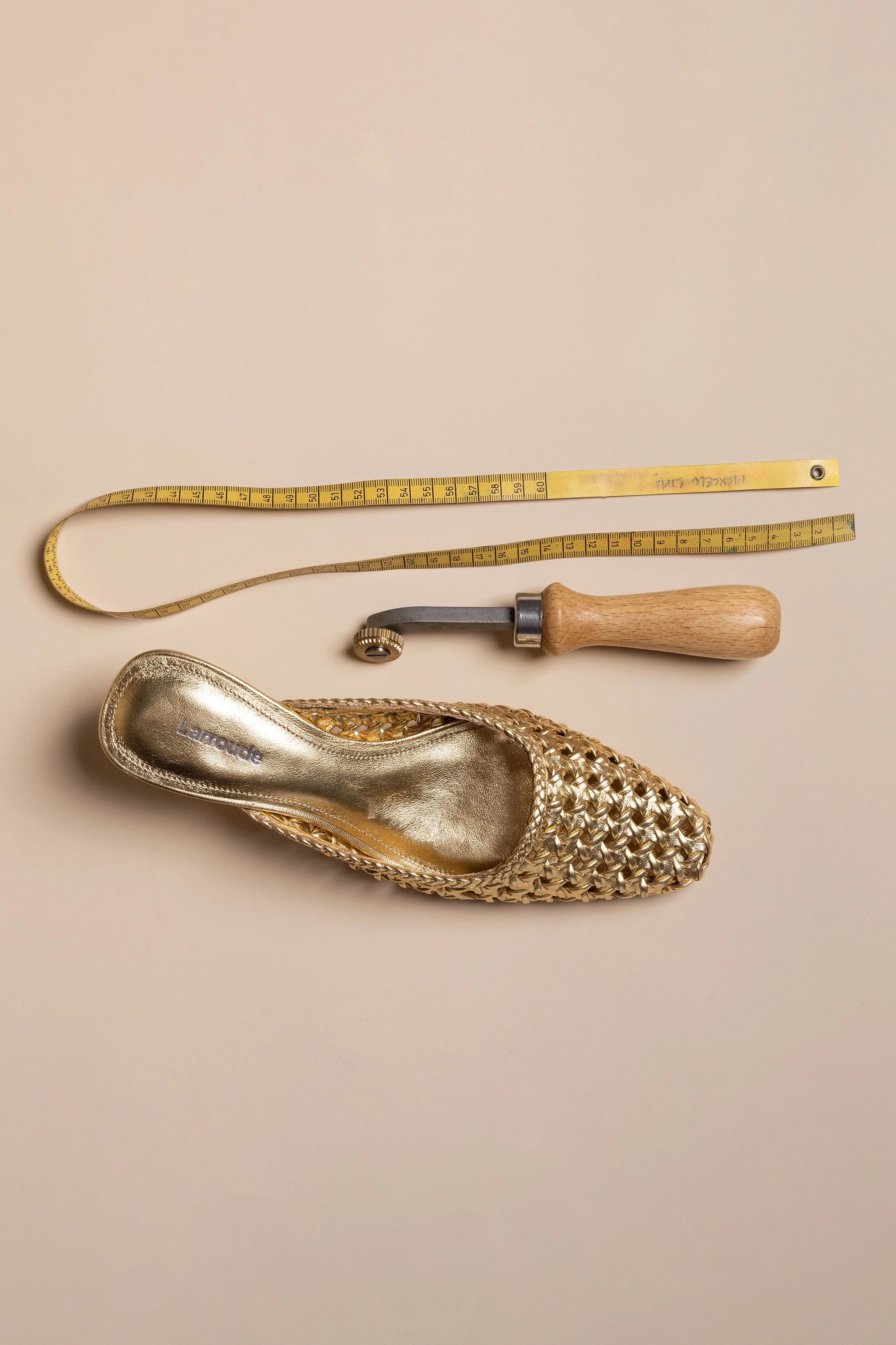 Travel Must Amal Macrame Mule In Gold Metallic Leather