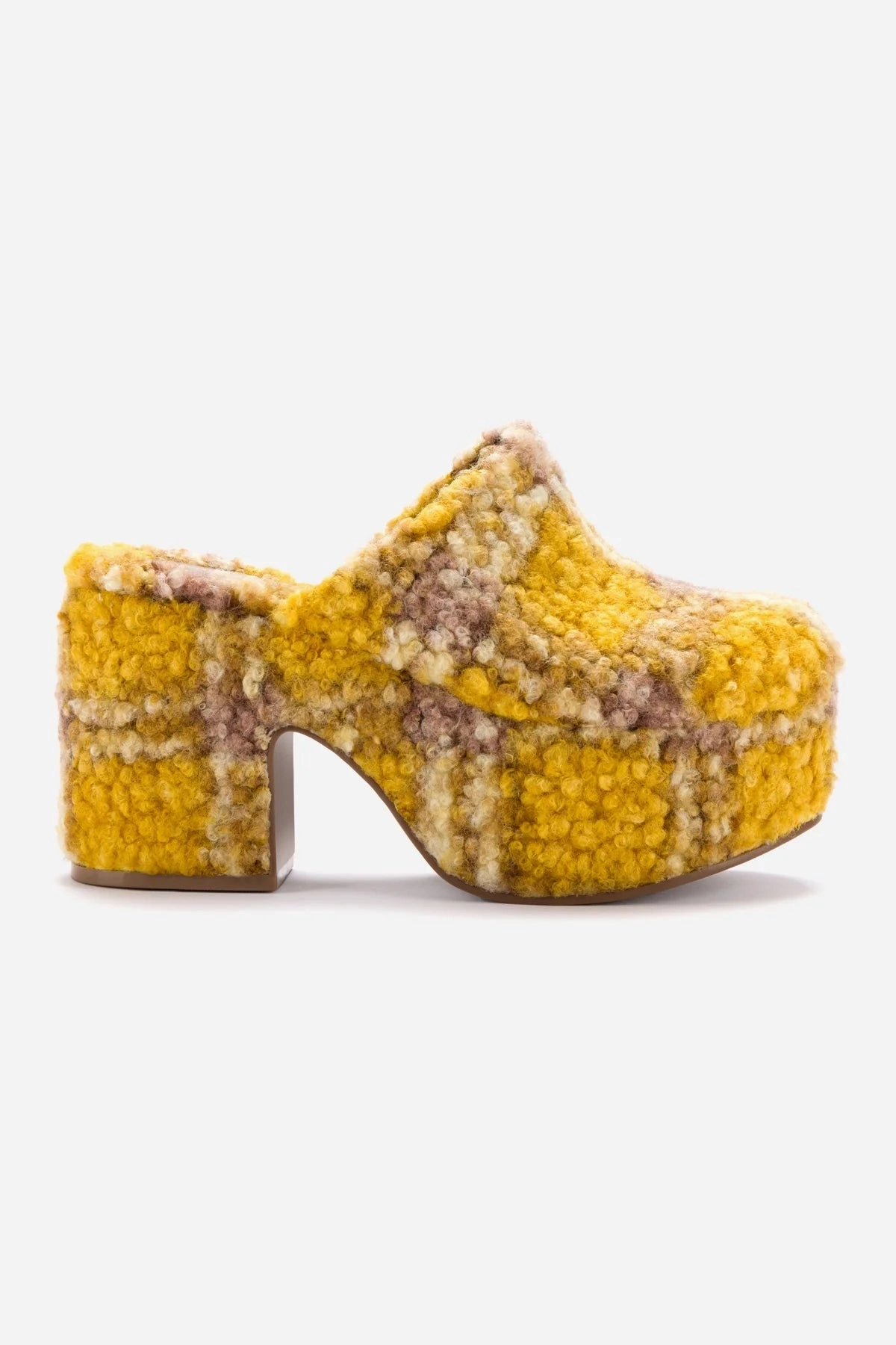 Comfort collar Miso Platform Clog In Dijon Plaid Shearling
