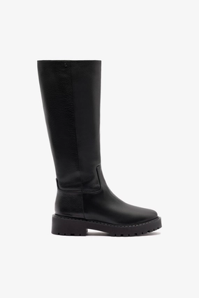 Anne Lugsole Boot In Black Leather Stretchable Jungle Path