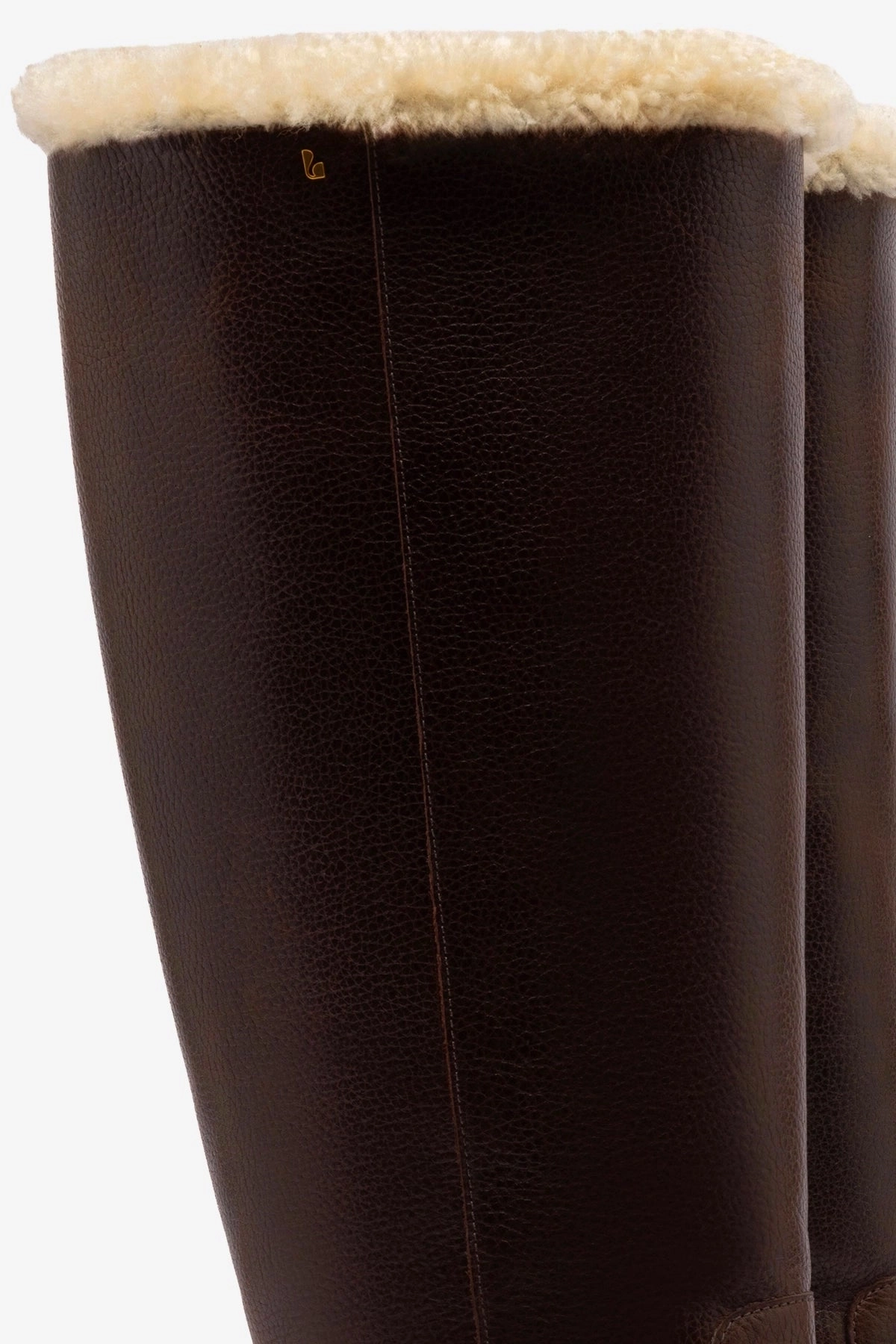 Slip On Anne Lugsole Boot In Brown Leather And Natural Shearling