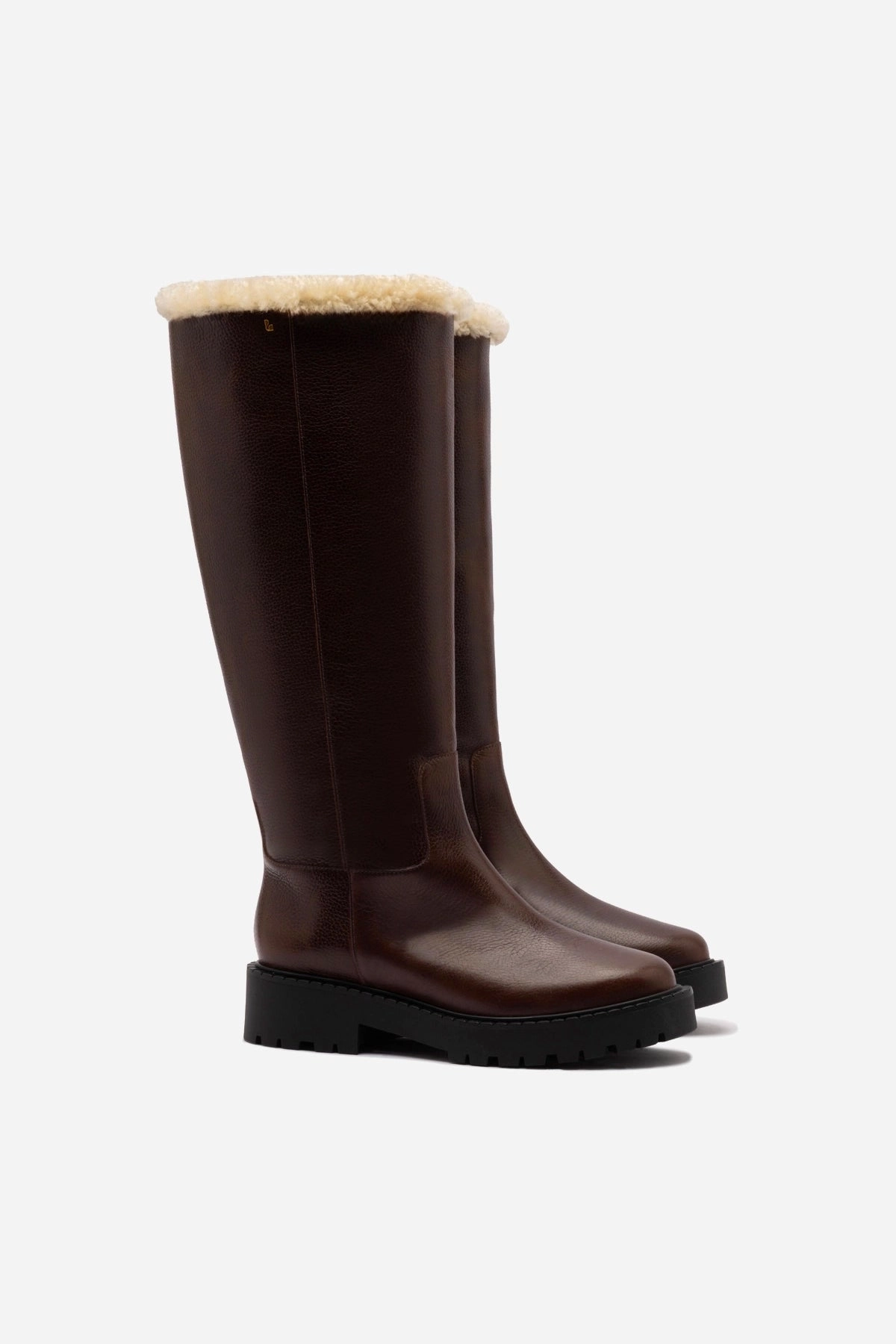 Anne Lugsole Boot In Brown Leather And Natural Shearling Ultra Light Urban Walkers