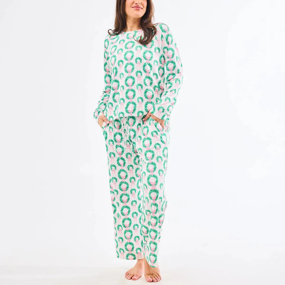 LightReflectiveTrim Relaxed Fit Shirt Annie Rosy Wreaths Pajama Set