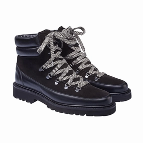 Annie Black Wax Calf & Black Suede Seamless Comfort Trail Runner Premium Craft