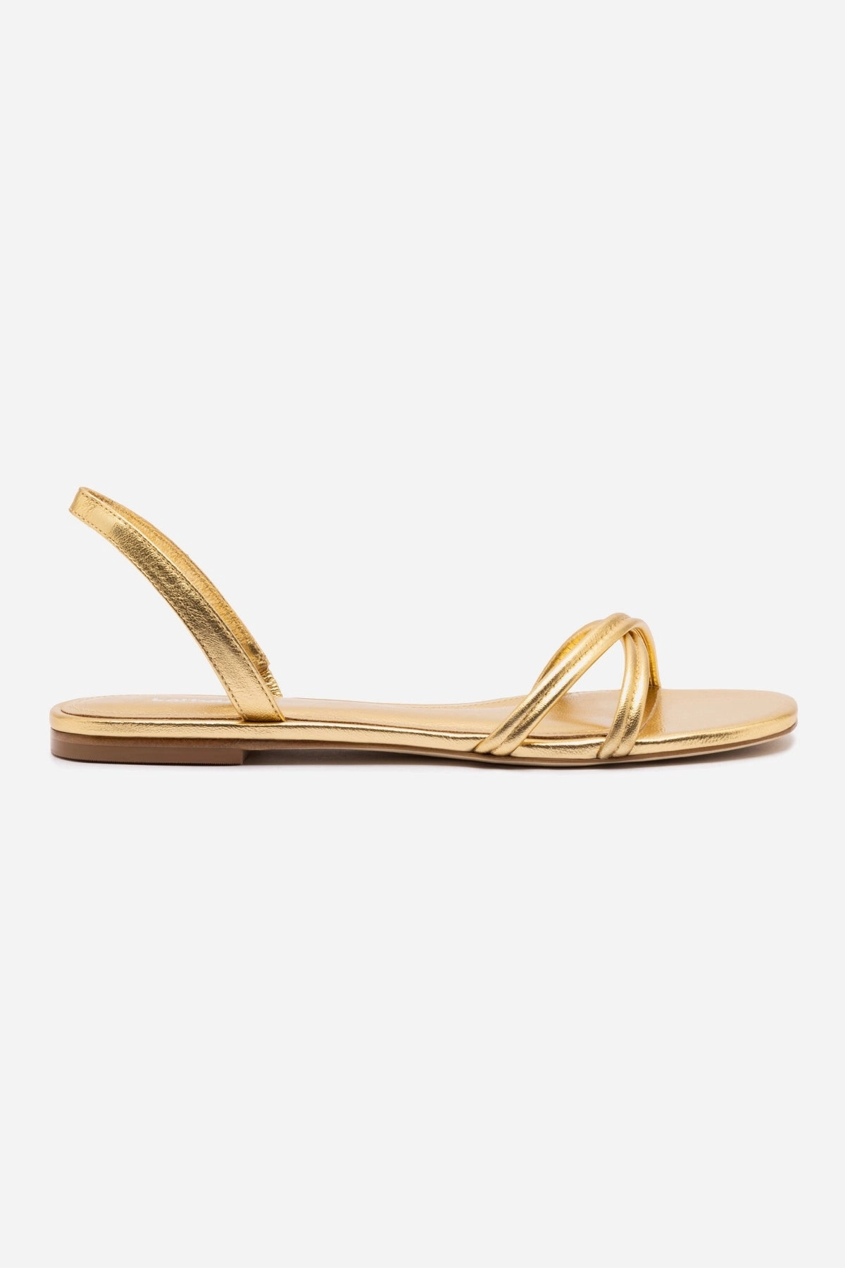 Annie Flat In Gold Metallic Leather Clean Step Energy Walk