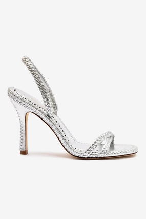 Indoor Old School Annie Sandal In Silver Metallic Leather