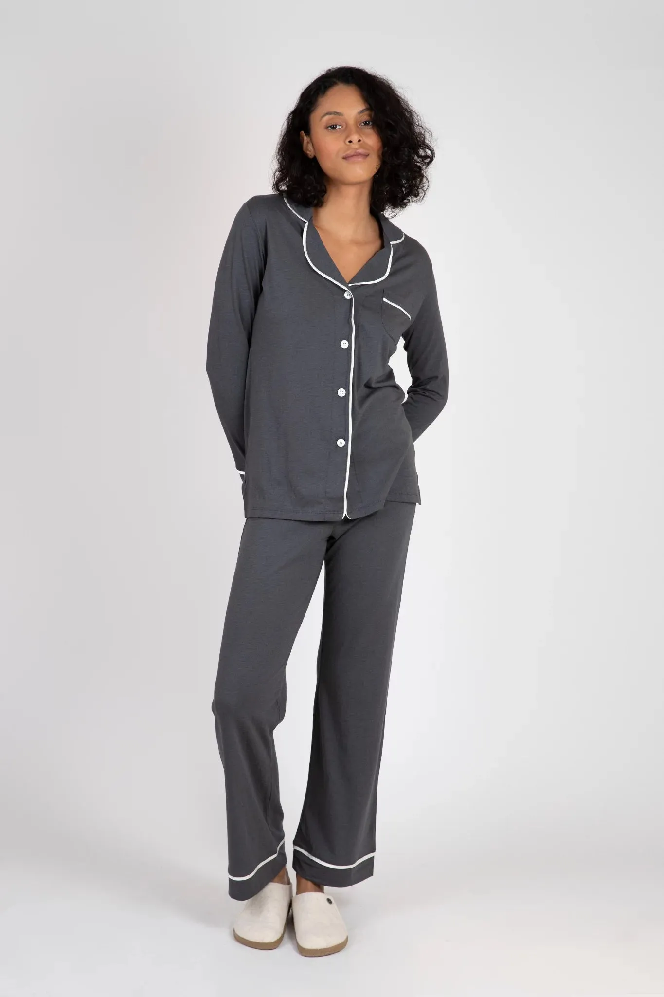 Elasticized Waistband Built In Odor Control Bella Long Sleeve Top & Pant Pajama Set