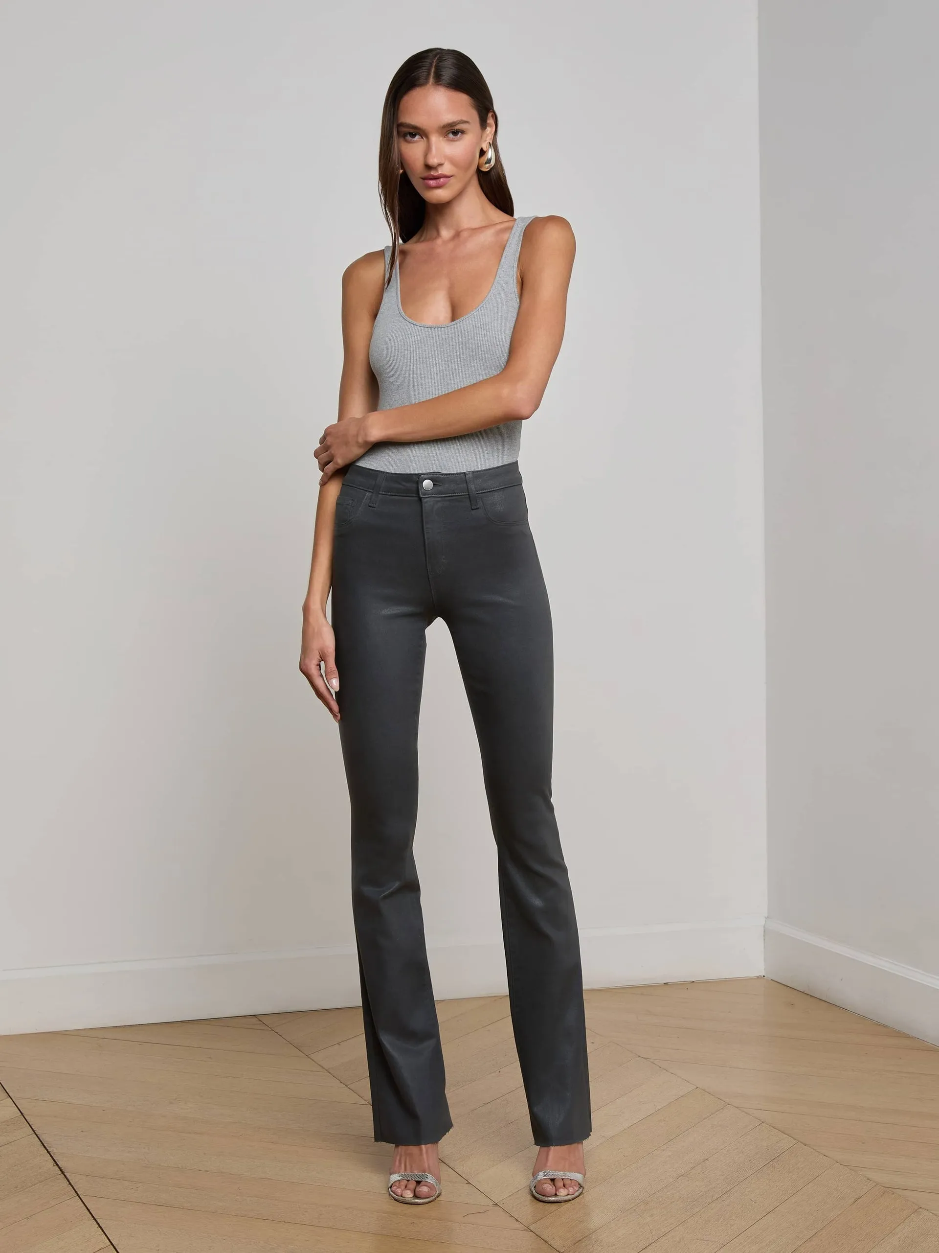 Ruth Coated Straight Leg Jean Slate Grey Modern Weekend Style Travel Ready