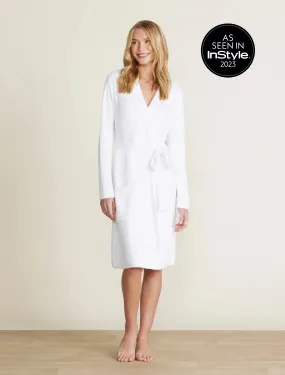 VNeck Style StretchKnit Barefoot Dreams CozyChic Lite Ribbed Robe in Sea Salt