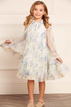MoistureWicking Material Summer Posy Long Sleeve Kids Dress