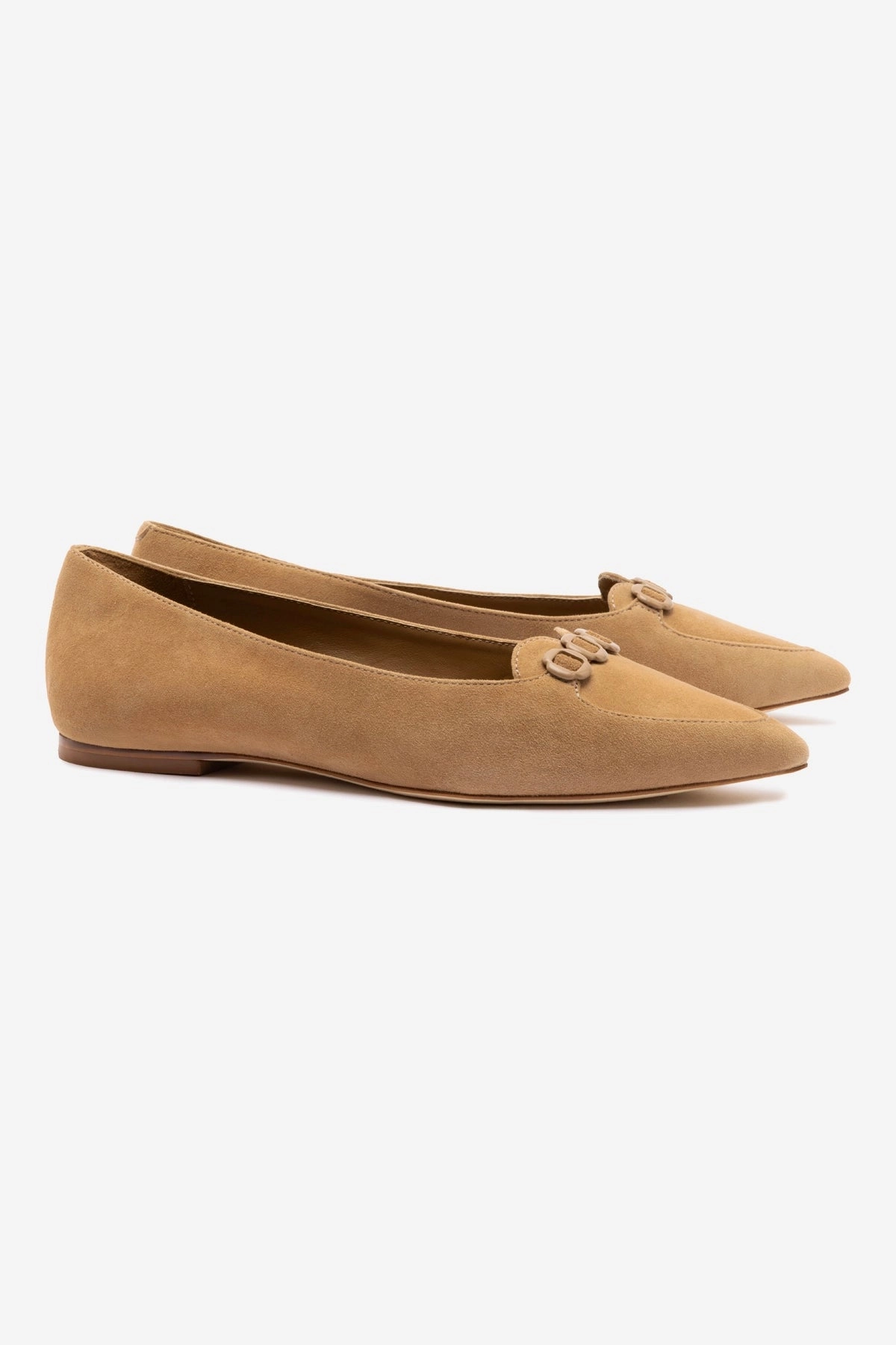 Sustainable Leather Audrey Flat In Hazelnut Suede