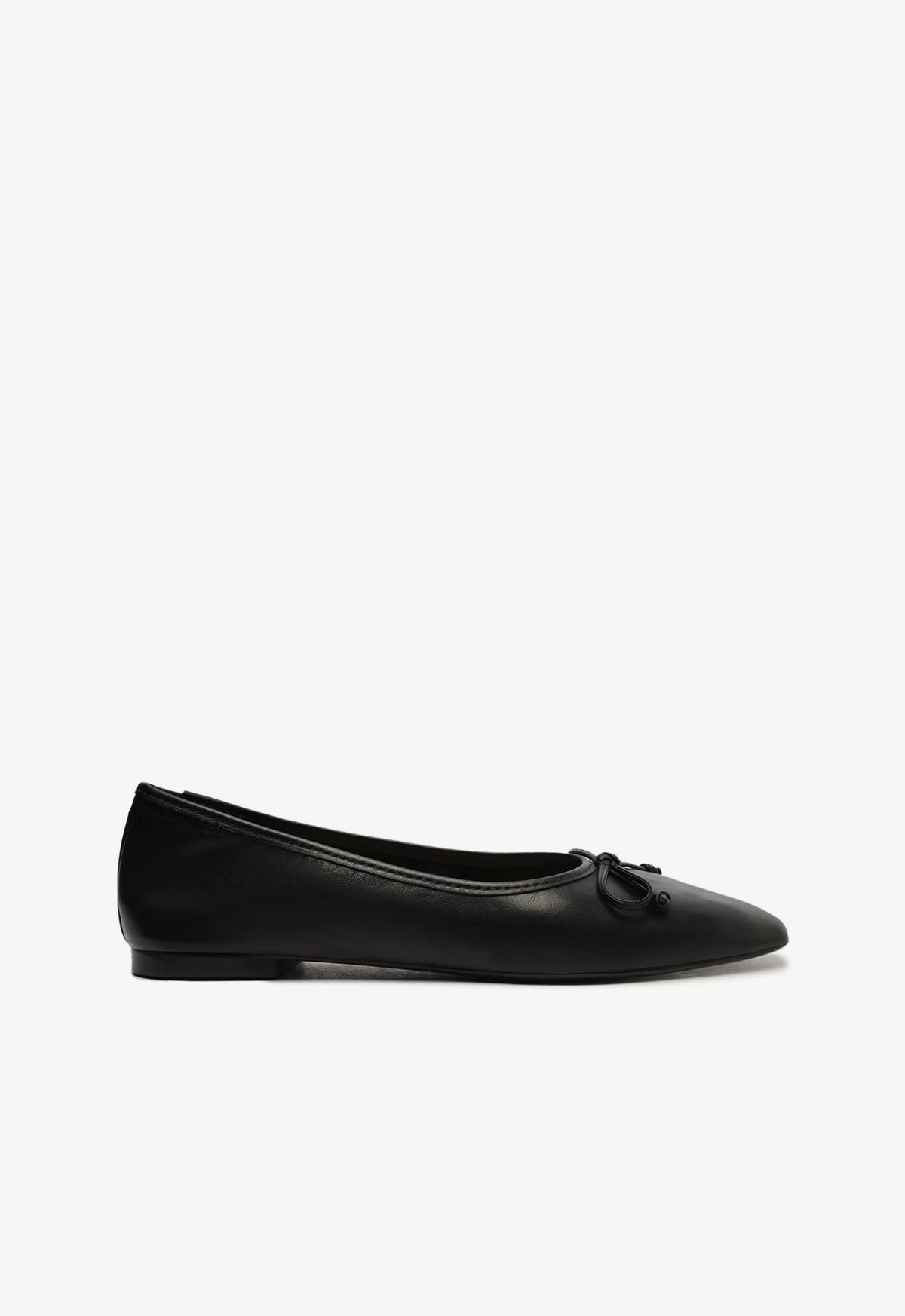 Arissa Black Leather Ballet Flat orthopedic