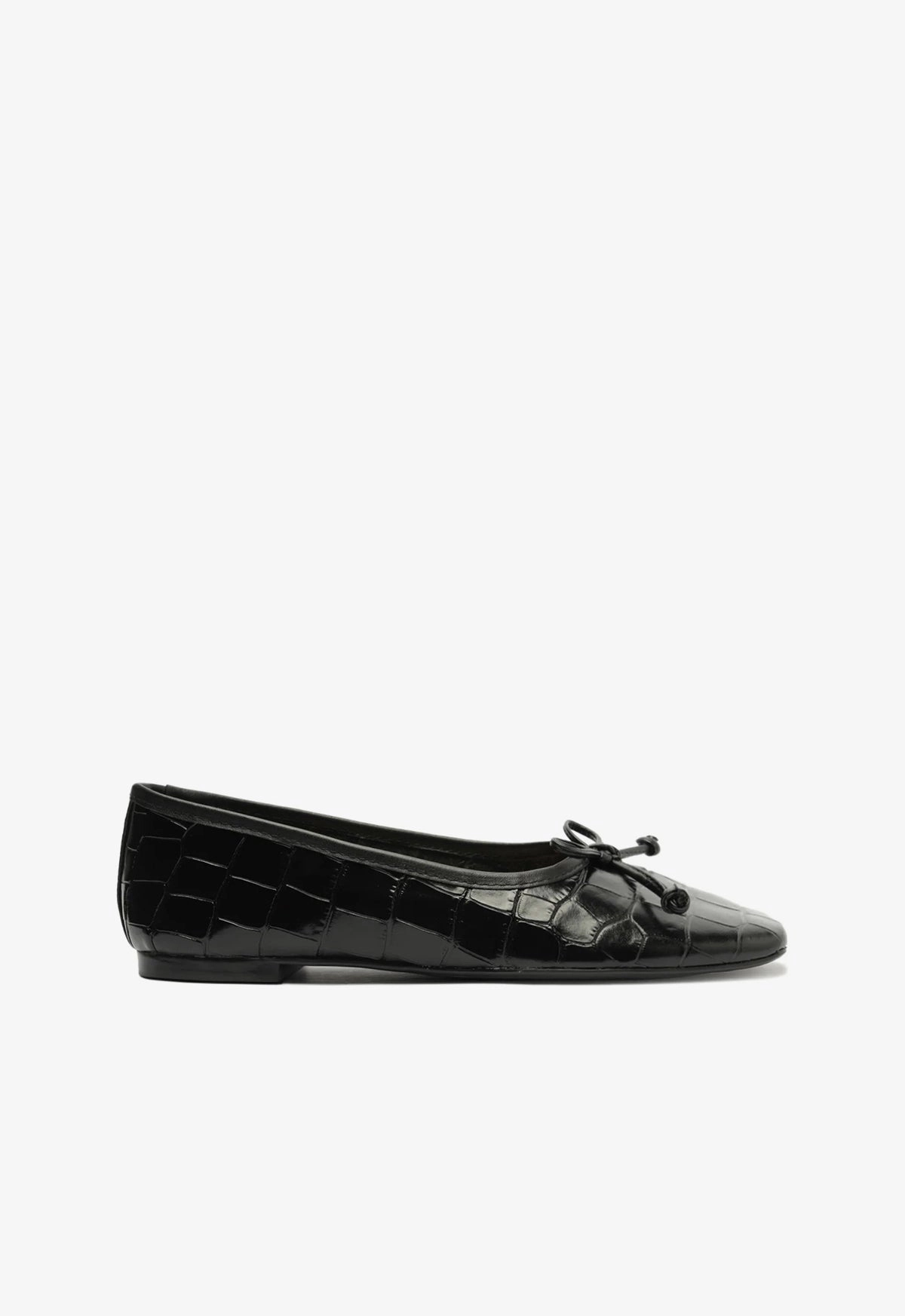 Arissa Black Leather Ballet Flat TPU Stability Wool Warm