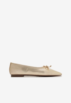 Arissa Gold Leather Ballet Flat Responsive Cushion Weekend Warriors