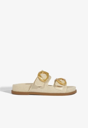 Olga Beige Linen Sporty Sandal Look Ready Wide fit