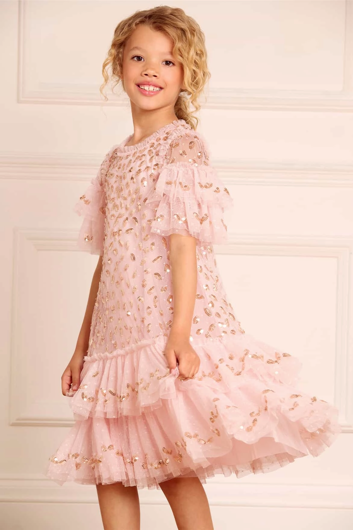 FadeResistant Light Fabric Autumn Leaves Kids Dress
