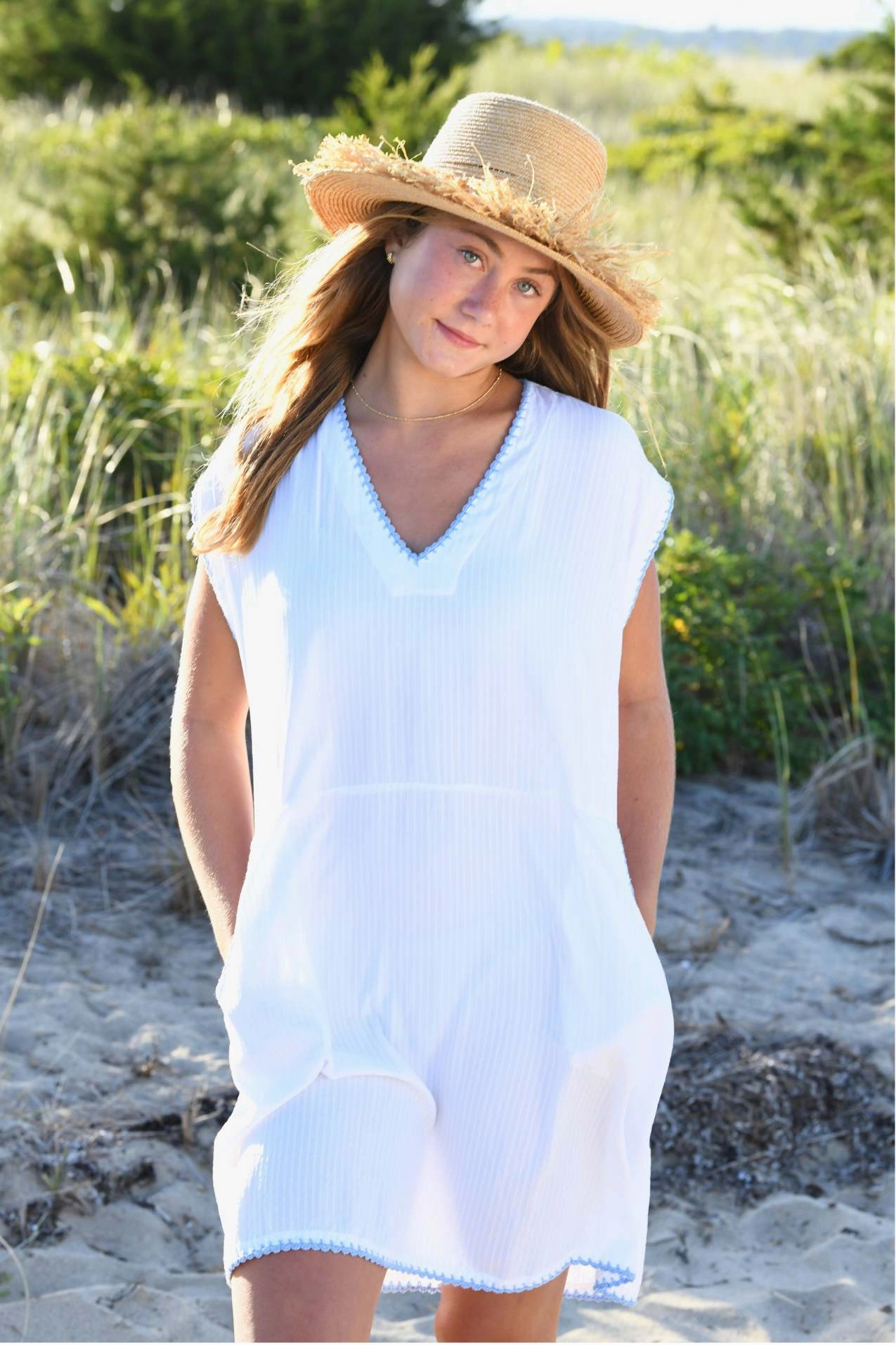 Trend-Inspired Azure Dress / White