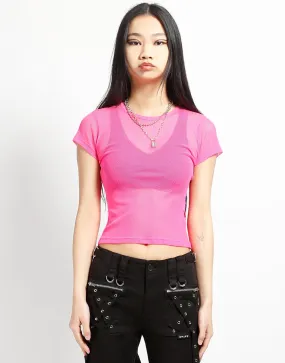 BABY TEE FISHNET PINK NonChafeCollarTech BrushedInnerLining