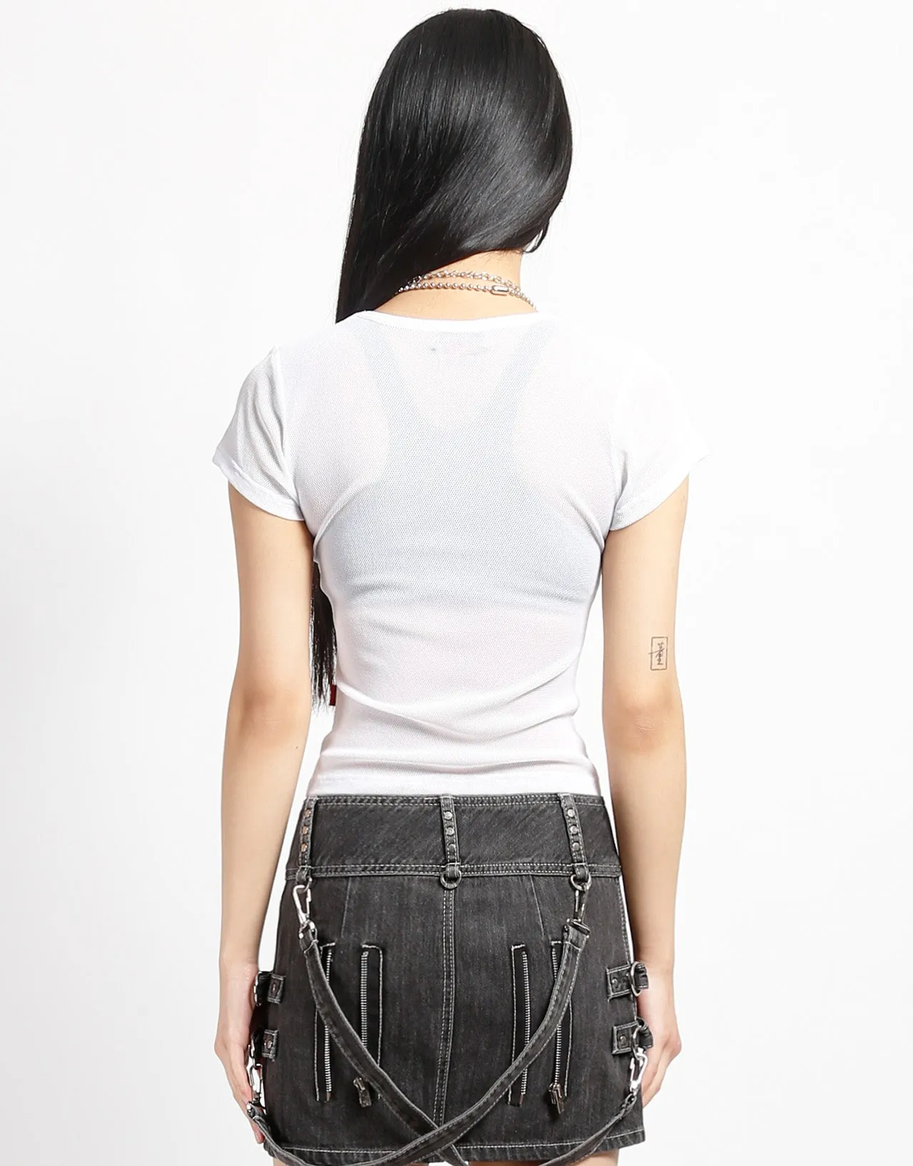 BABY TEE FISHNET WHITE Anti Pilling Treatment QuickDry