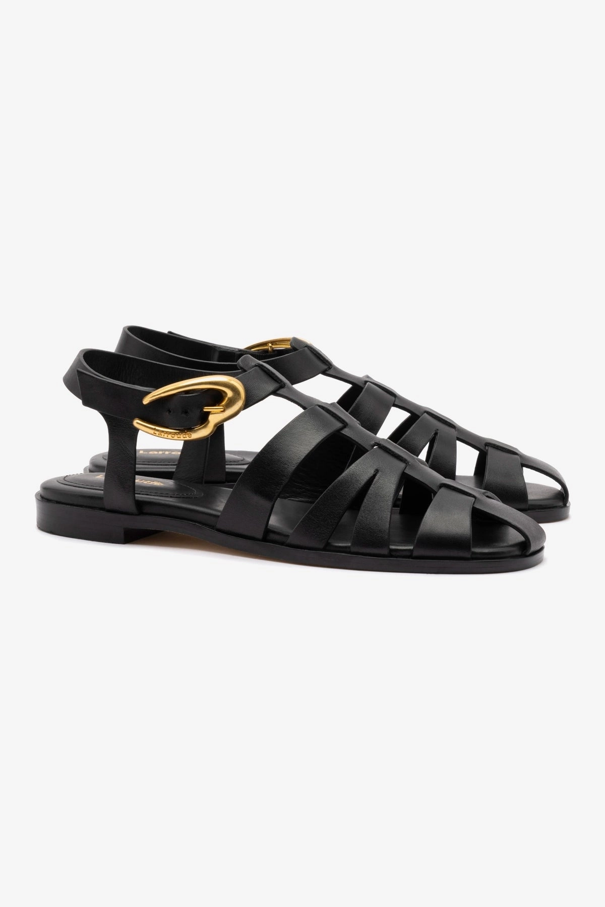 Stevie Flat Sandal In Black Leather night walk Park Day