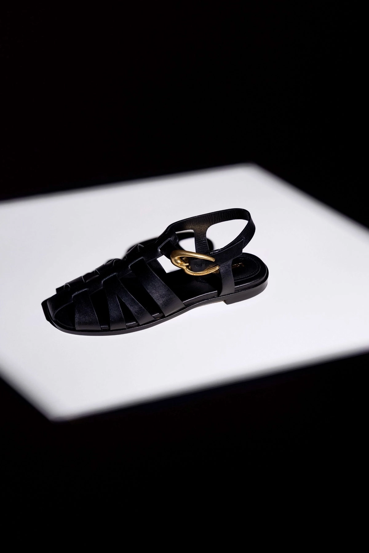 Comfortable Insole Stevie Flat Sandal In Black Leather